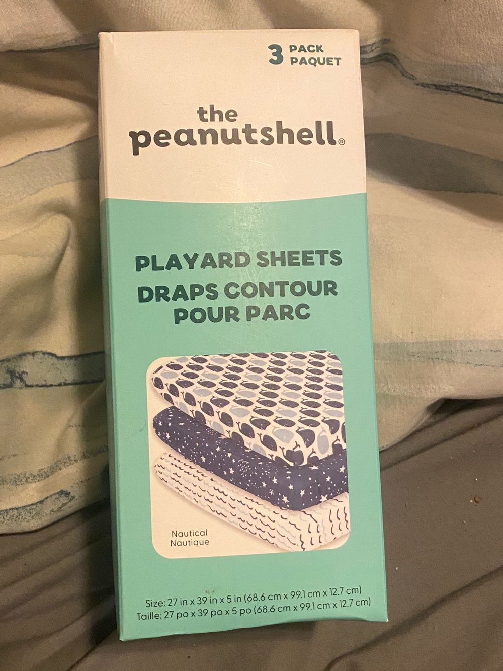 the peanutshell Nautical Playard Sheets - 3 Pack (Blue)